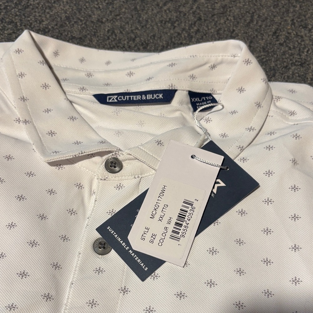 Cutter & Buck Virtue Eco Pique Tile Print Recycled Mens Polo - Picture 5 of 7